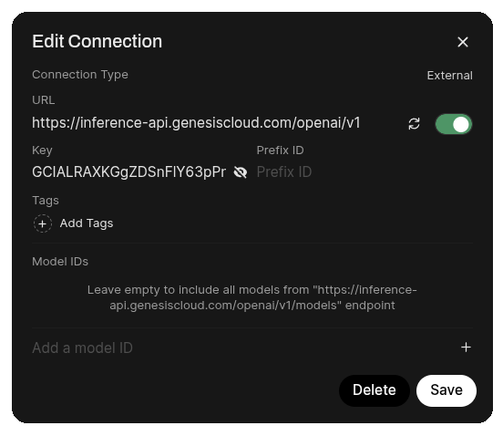 Open WebUI config example